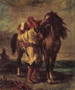 Eugene Delacroix Moroccan in the Sattein of its horse Sweden oil painting artist